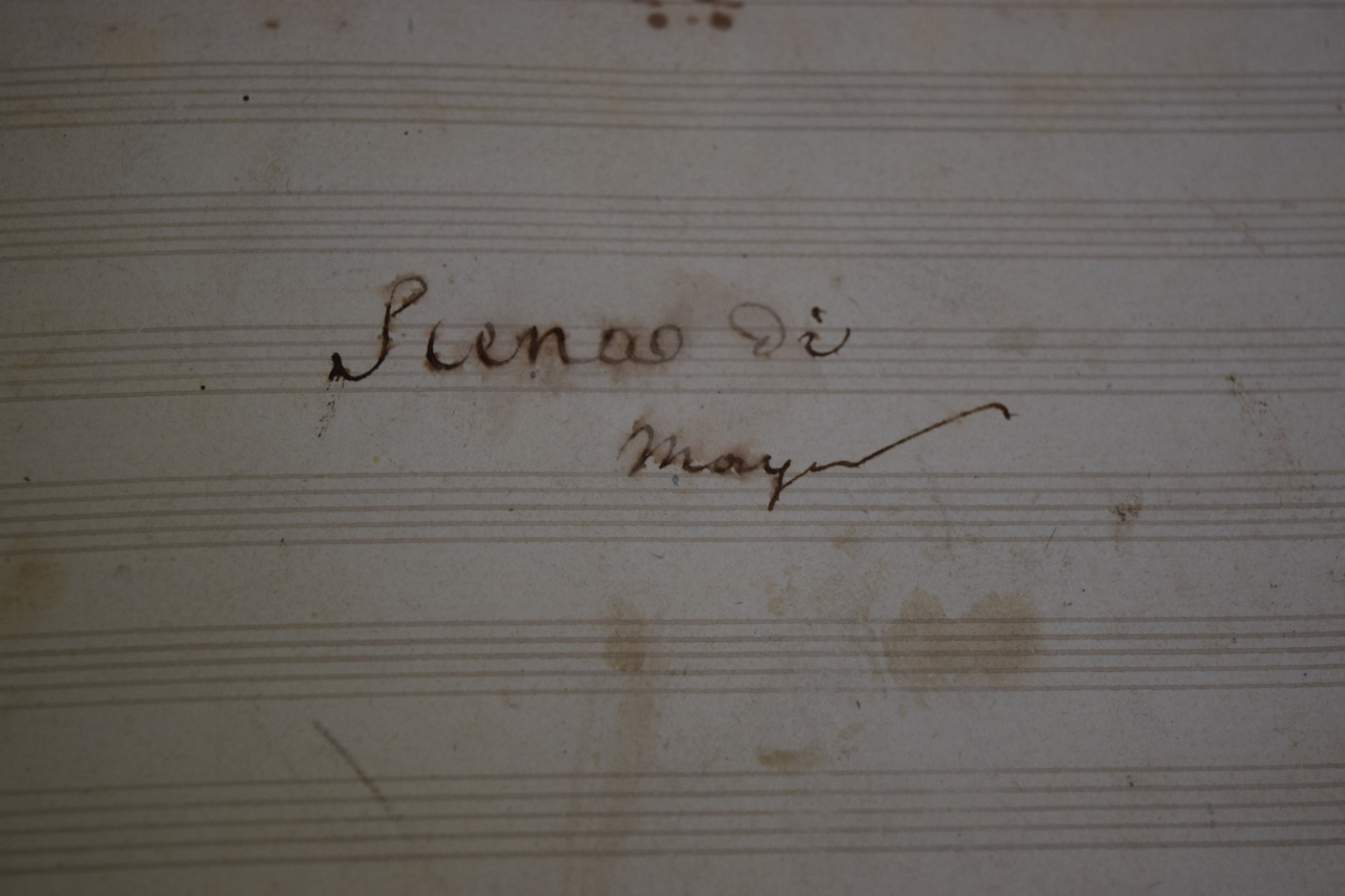 ‘Dove son io’, titelblad en pagina van de autografische partituur van Simon Mayr. B-Bc 12346.